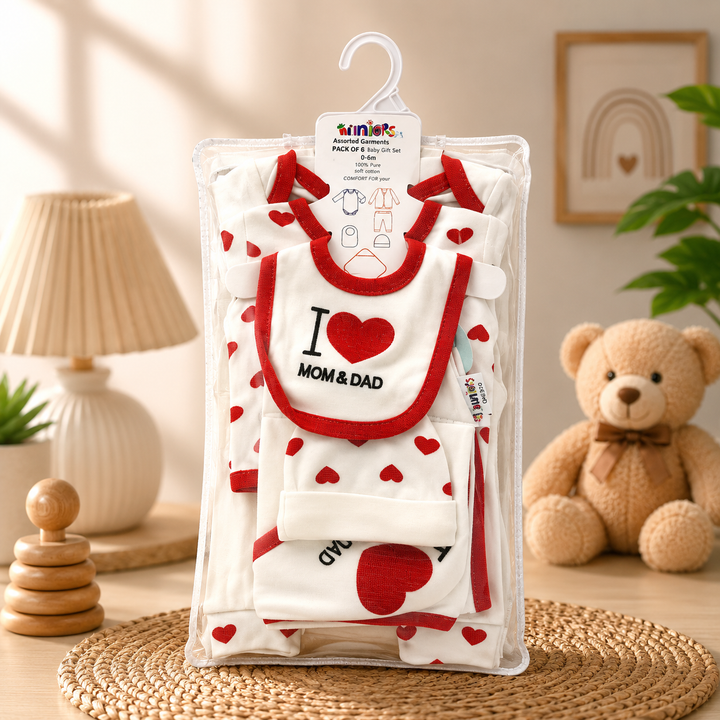 Miniors "I Love Mom & Dad" 8 Pcs Baby Gift Set (0-6 Months)