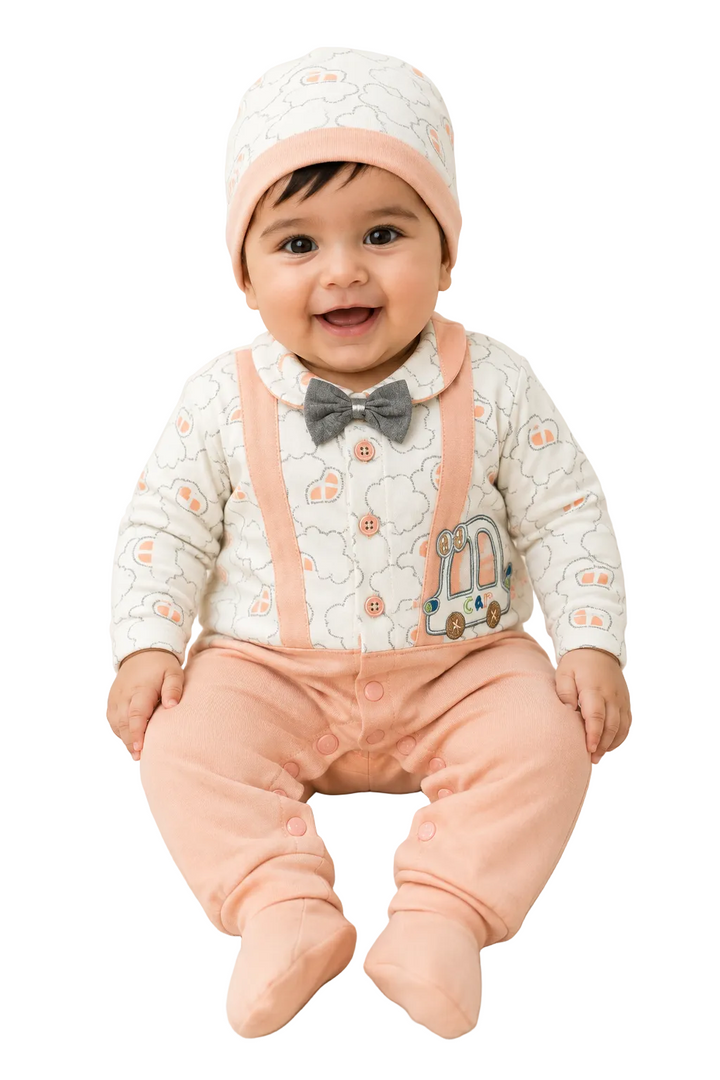 Top Kids by NooraJee Baby Boy Suspender & Bow Tie 8 Pcs Gift Set (0-6 Months)