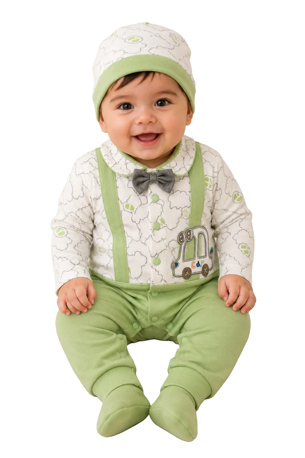 Top Kids by NooraJee Baby Boy Suspender & Bow Tie 8 Pcs Gift Set (0-6 Months)