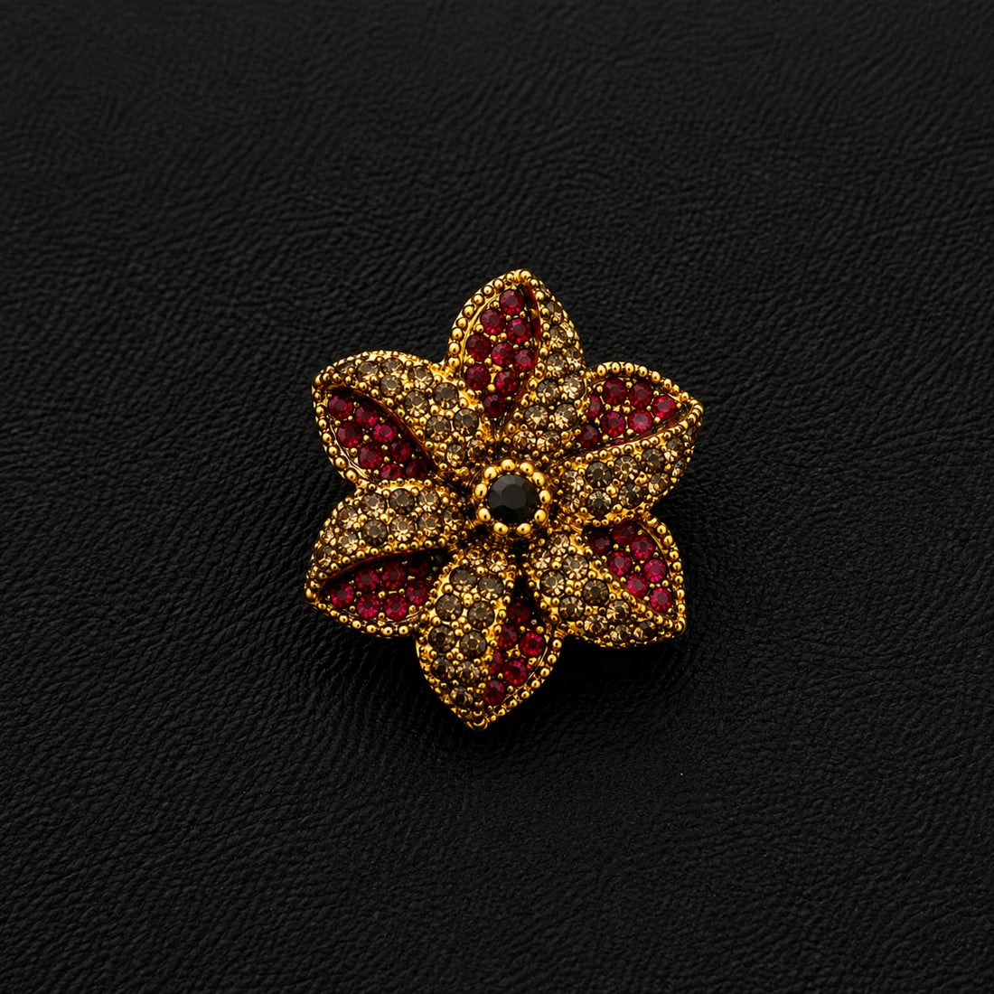 Mughal Floral Pavé Ring – Ruby, Pink, Smoke & Multicolour