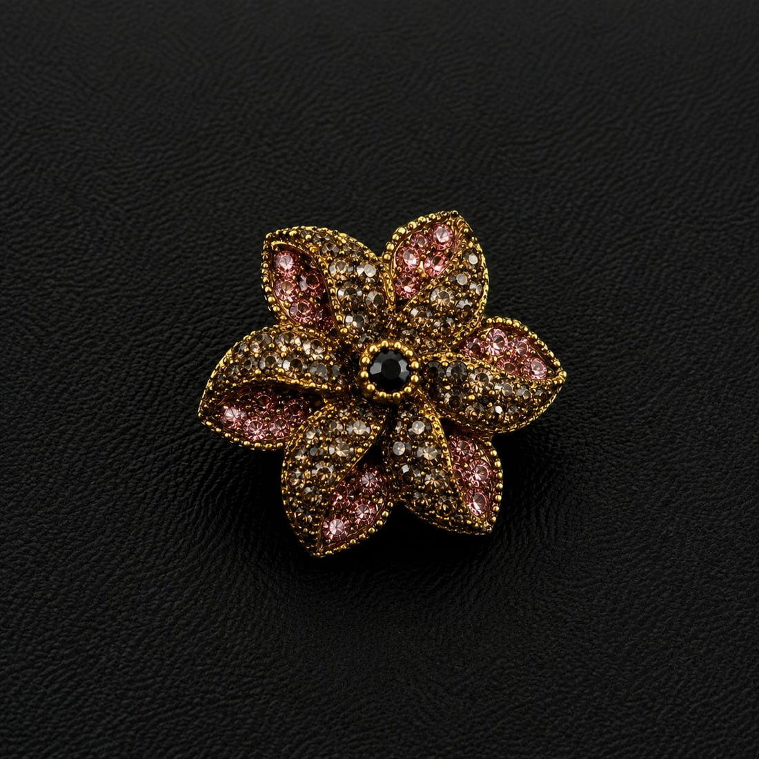 Mughal Floral Pavé Ring – Ruby, Pink, Smoke & Multicolour