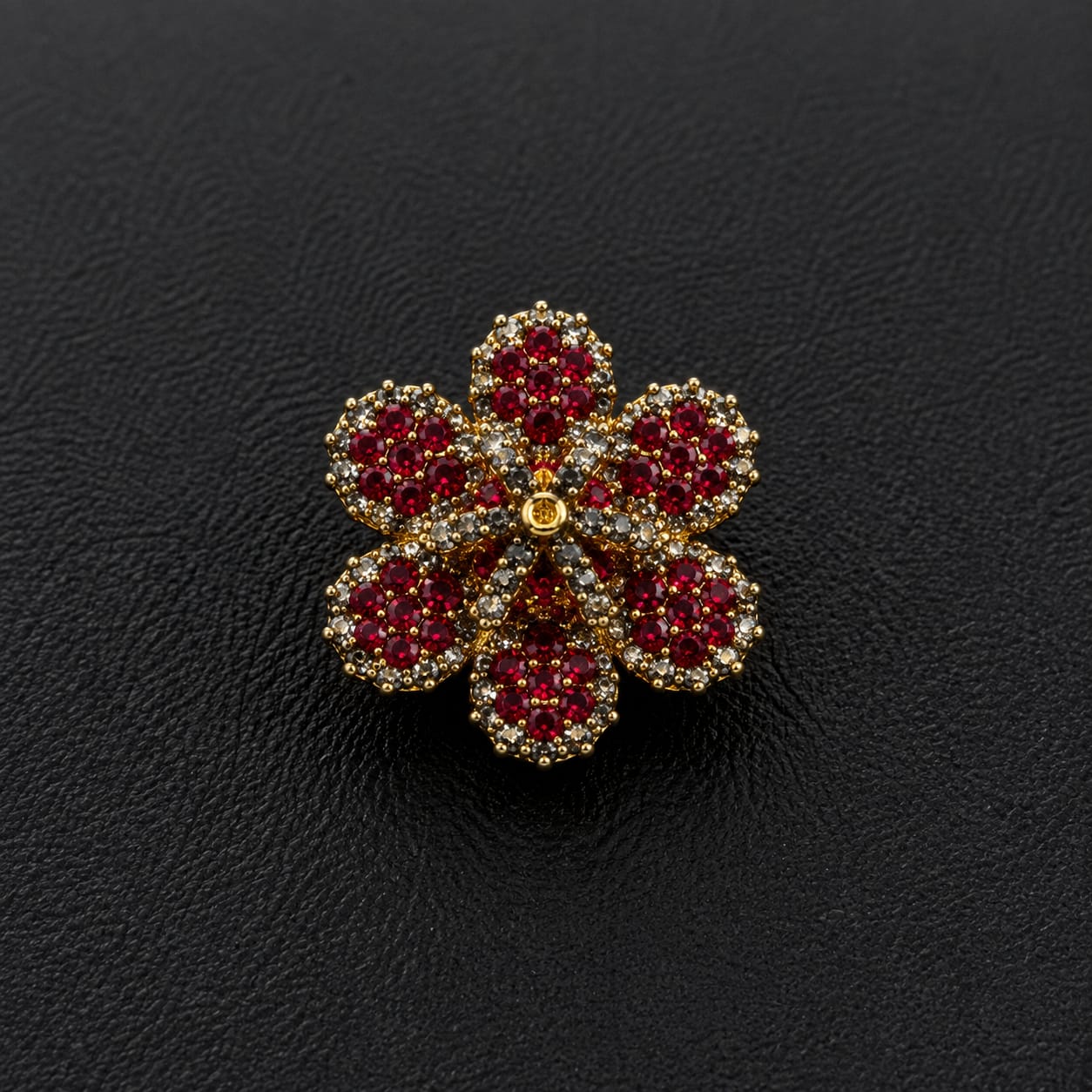 Ottoman Bloom Floral Ring – Ruby, Pink, Fuchsia & Black