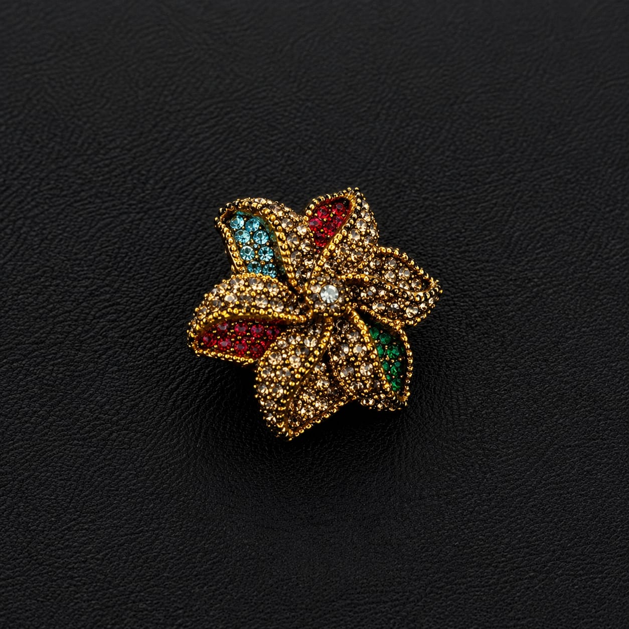 Mughal Floral Pavé Ring – Ruby, Pink, Smoke & Multicolour