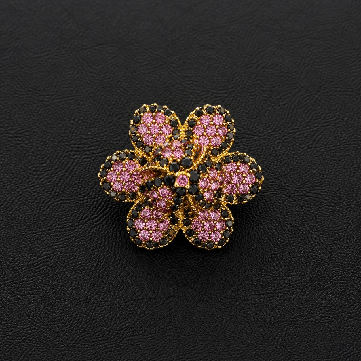 Ottoman Bloom Floral Ring – Ruby, Pink, Fuchsia & Black