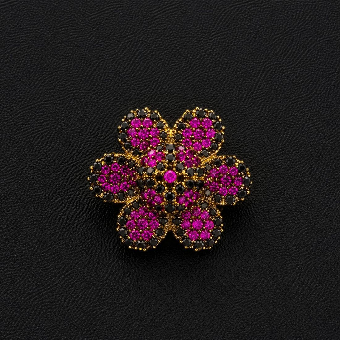Ottoman Bloom Floral Ring – Ruby, Pink, Fuchsia & Black