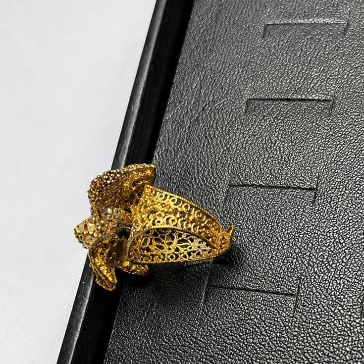 Mughal Floral Pavé Ring – Ruby, Pink, Smoke & Multicolour