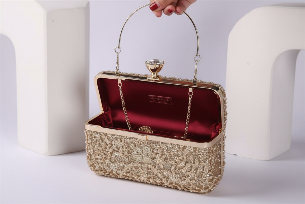 Gold Glitter Clutch Bag