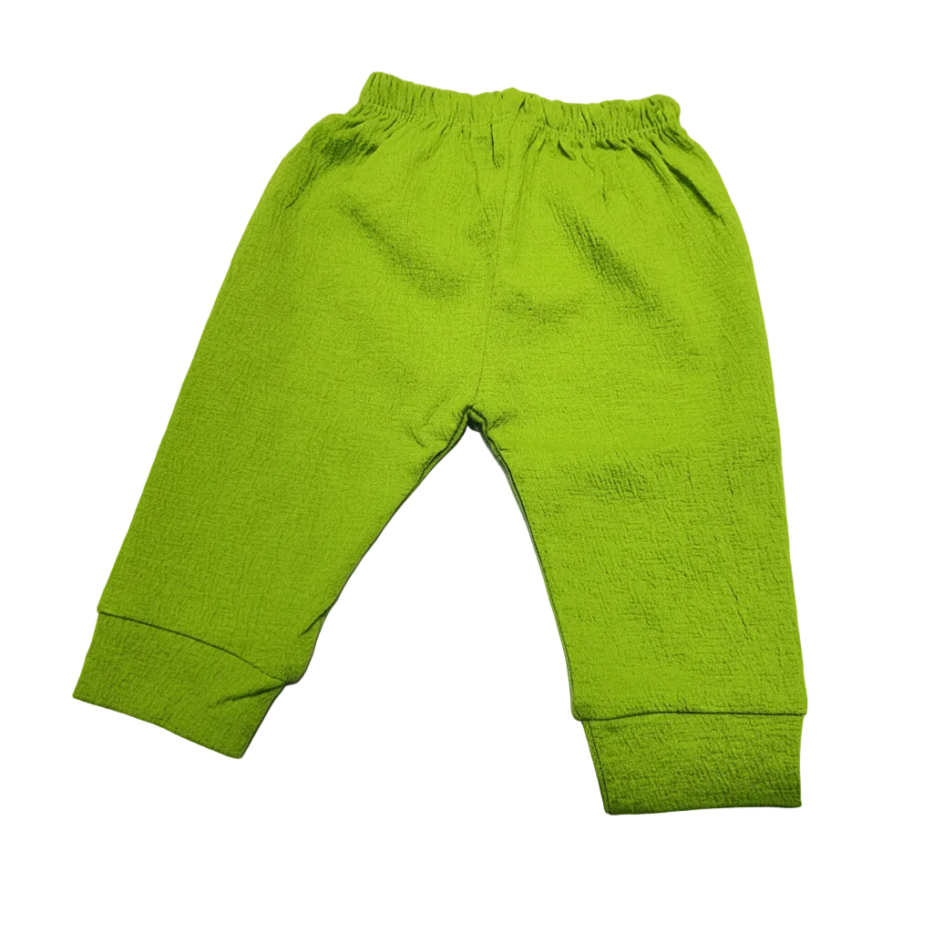 Baby jogger pants lime green white background