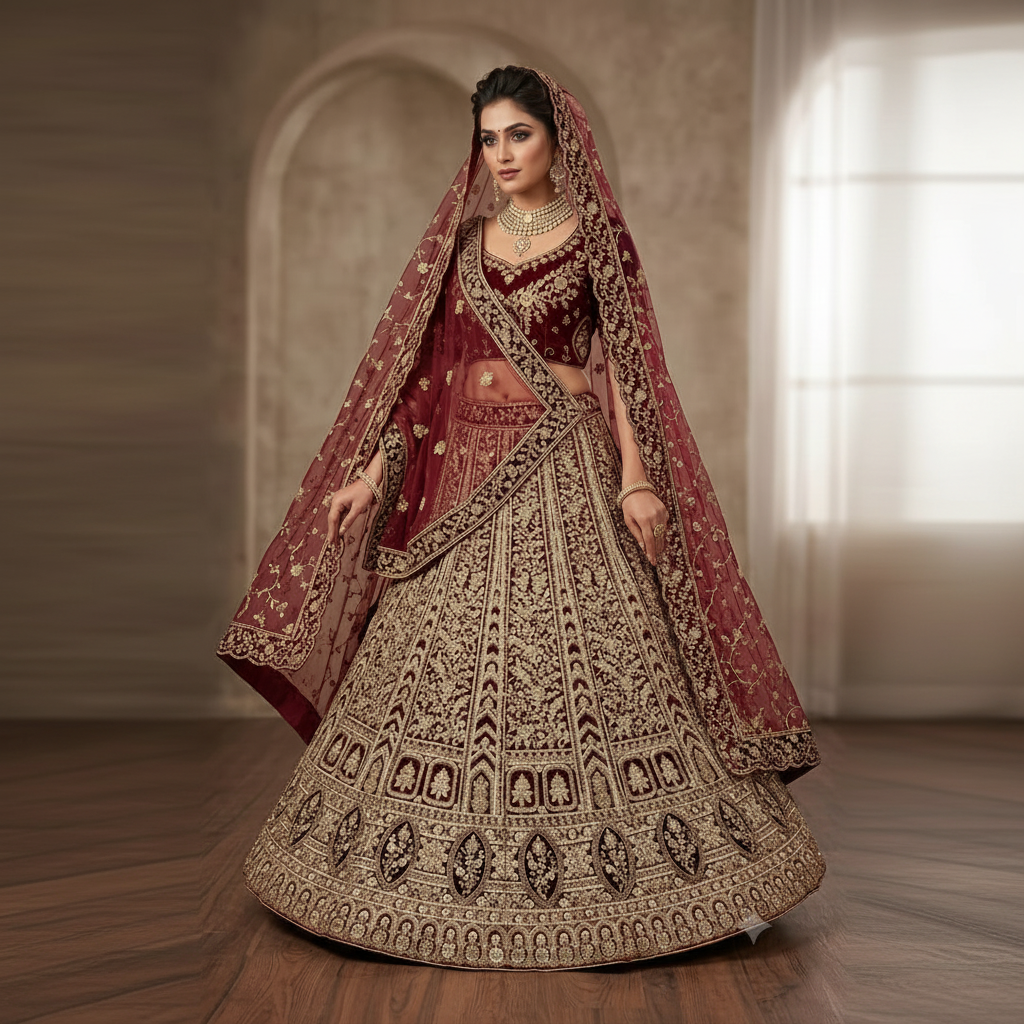 Maroon Bridal Lehenga 1