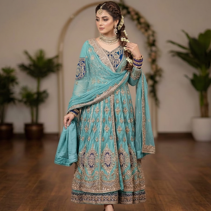 Teal Bridal Sharara